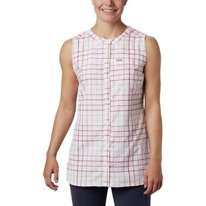 Columbia Bright Poppy Windowpane Silver Ridge Sleeveless Tunic Women’s XS
